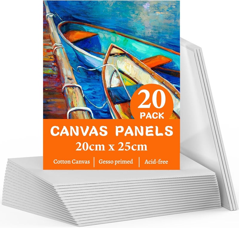KORCCI 20 Packs Canvas for Painting 8''x10'', Cotton Acid-Free Blank Canvas Panels for Acrylic & Oil & Watercolor, for Professional Artist, Hobby Painters & Beginners - Image 1
